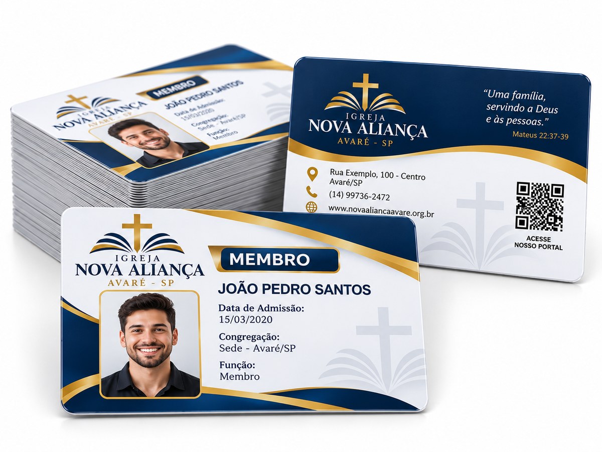 Carteirinha de Membro para Igreja Personalizada em PVC
