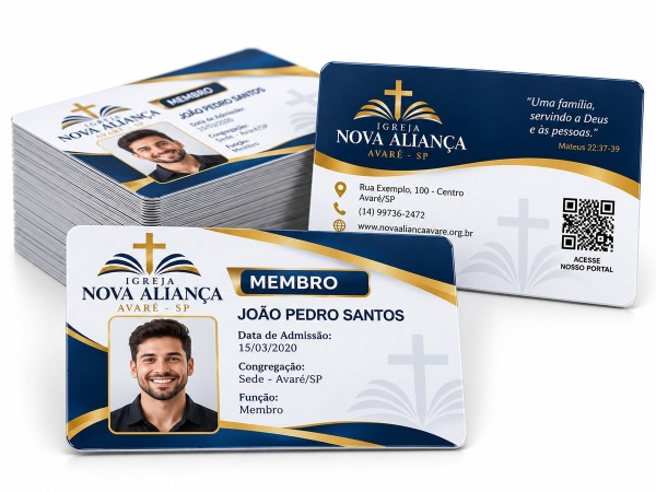 Carteirinha de Membro para Igreja Personalizada em PVC