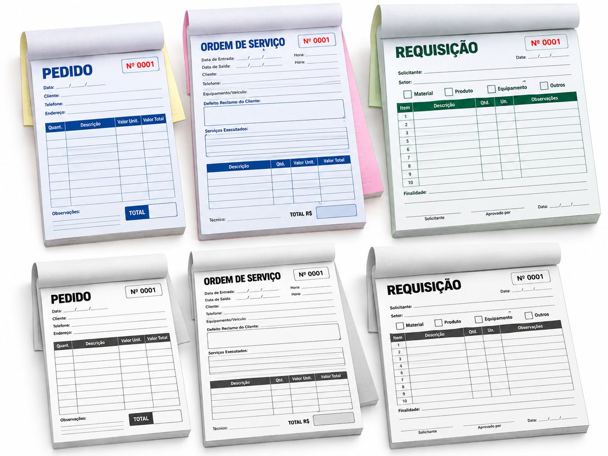 Talões Personalizados de Pedidos, Ordens de Serviço e Requisições